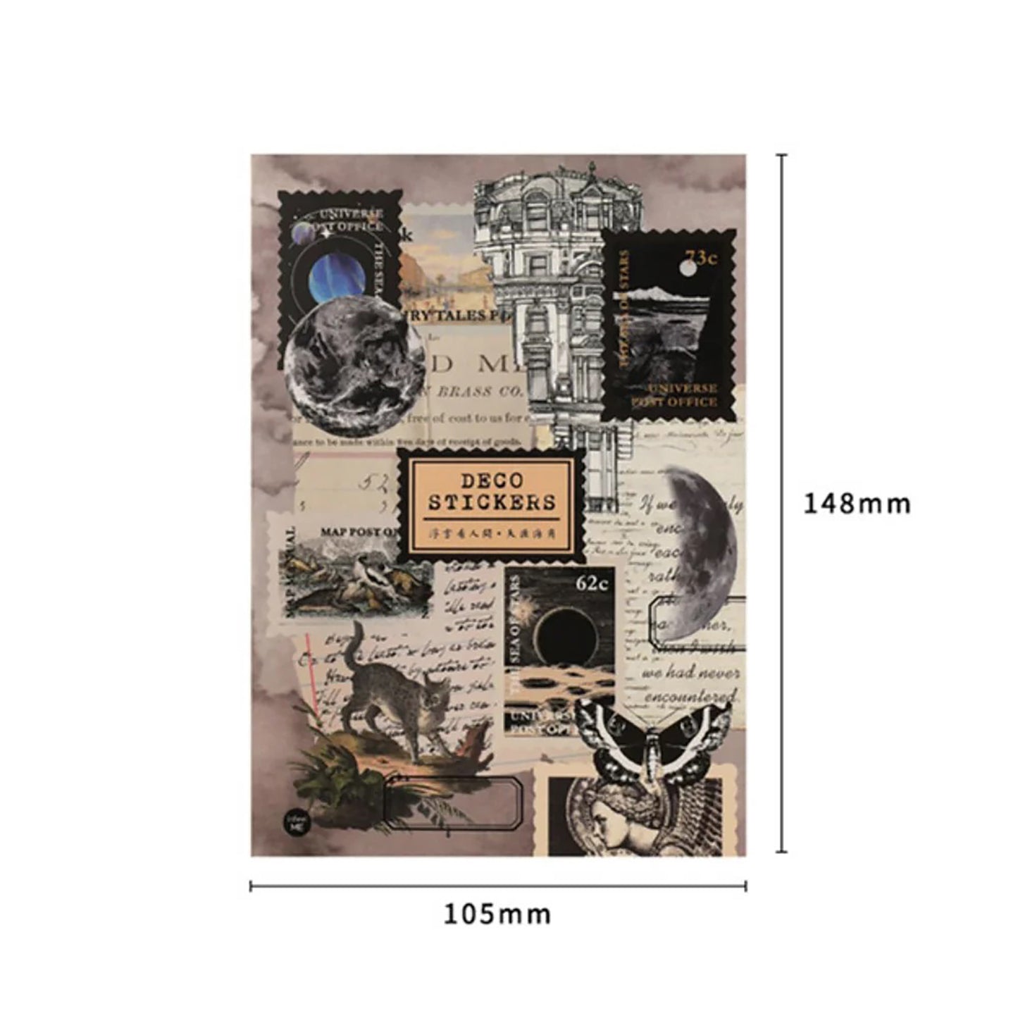Vintage Old paper Stickers Pack | Adhesive Deco Diecut transparent label for Journal
