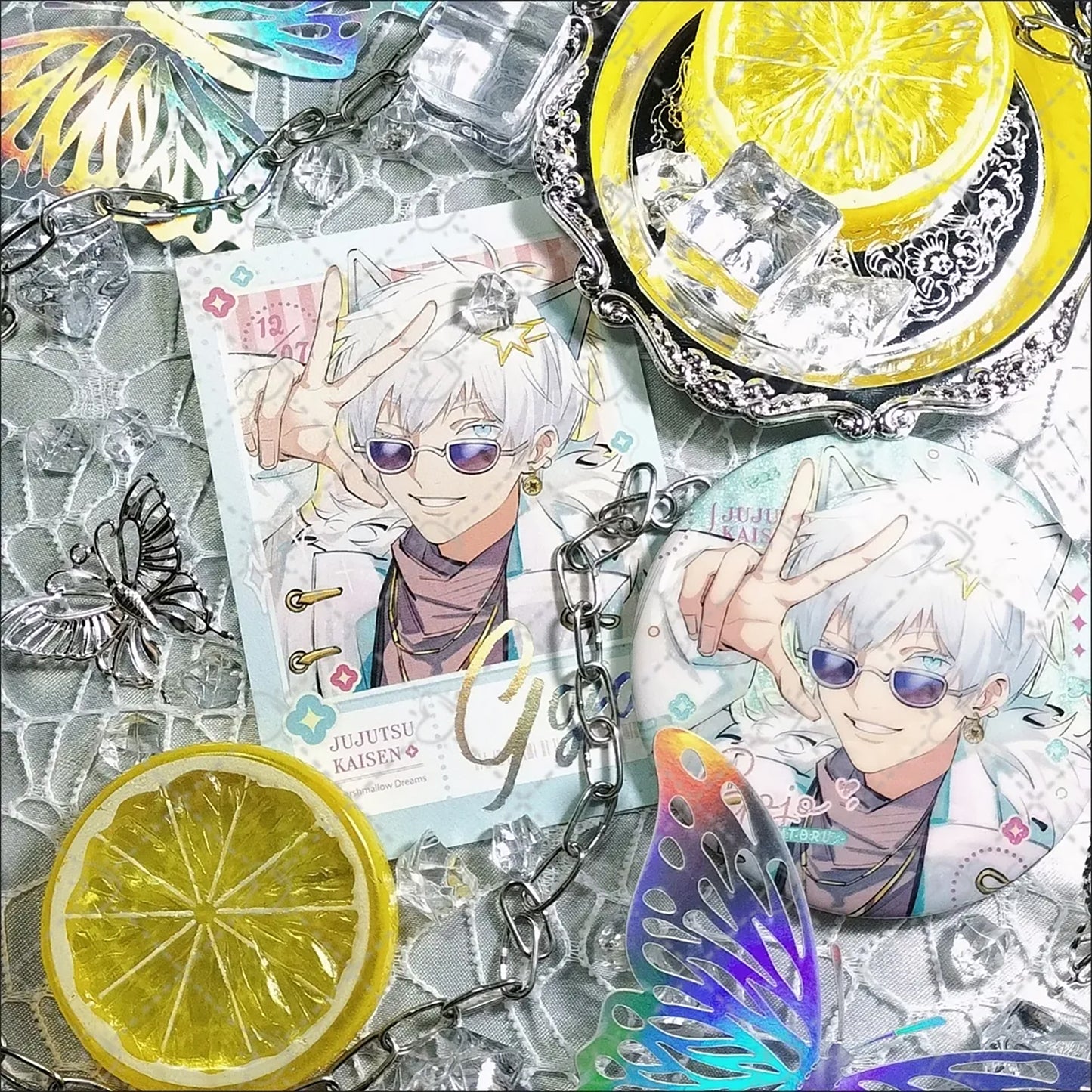 Jujutsu kaisen glitter Button pins set |JJK Satoru Suguru Megumi Yuuji Yuta