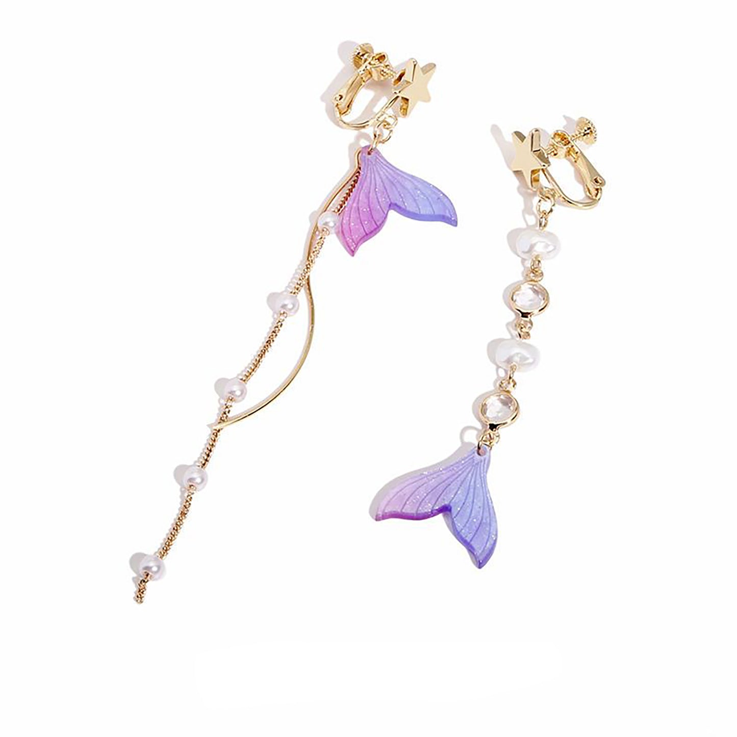 Rafayel inspired rainbow fish tail Earrings | Love and Deepspace drop Pierced clip-on ear ring