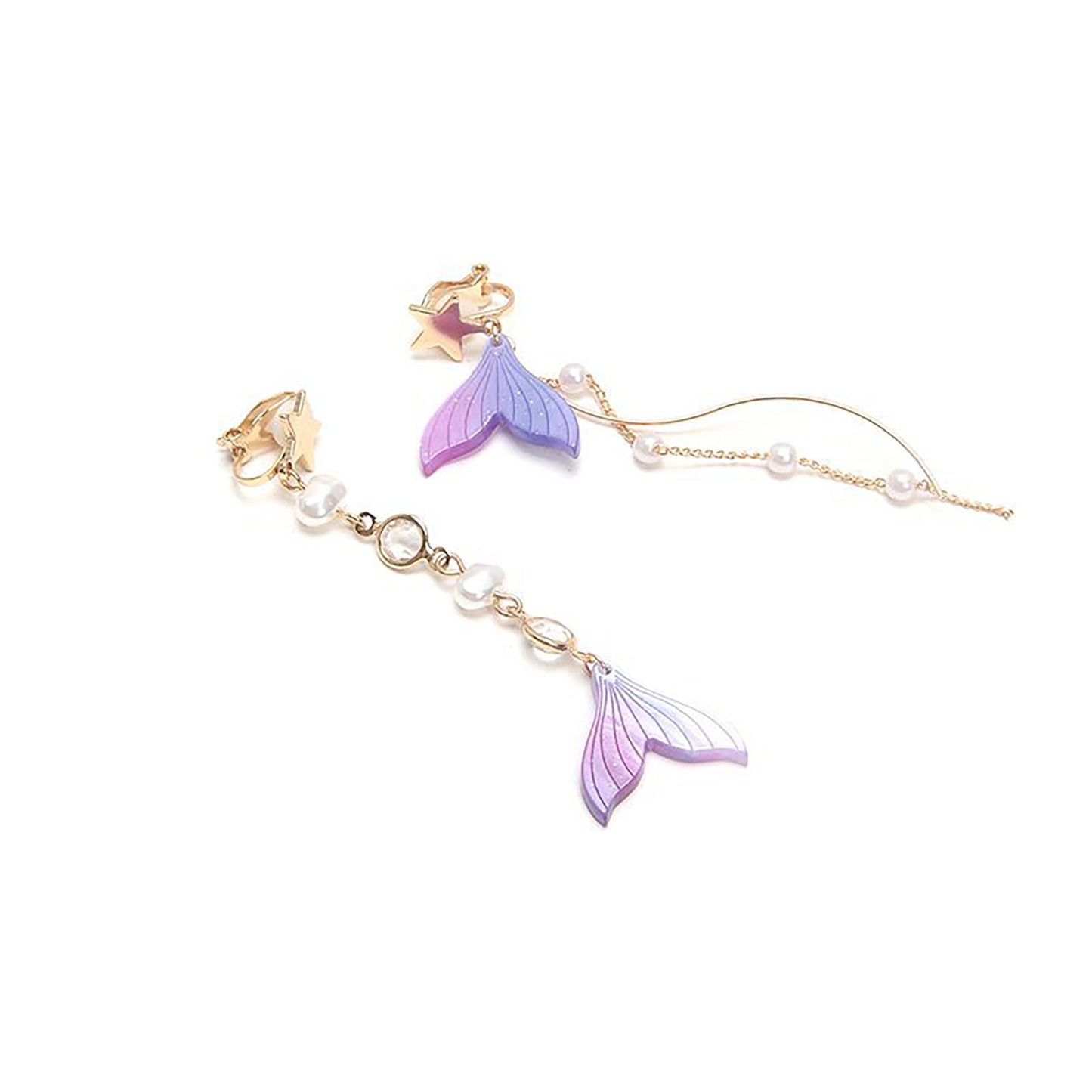 Rafayel inspired rainbow fish tail Earrings | Love and Deepspace drop Pierced clip-on ear ring