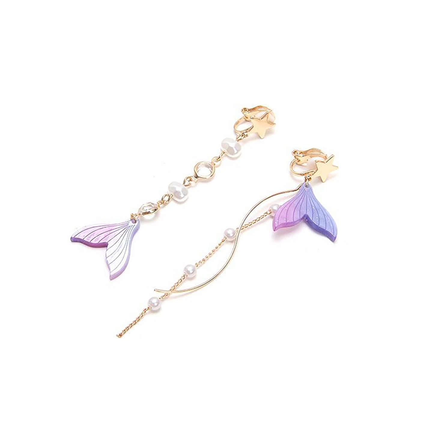Rafayel inspired rainbow fish tail Earrings | Love and Deepspace drop Pierced clip-on ear ring