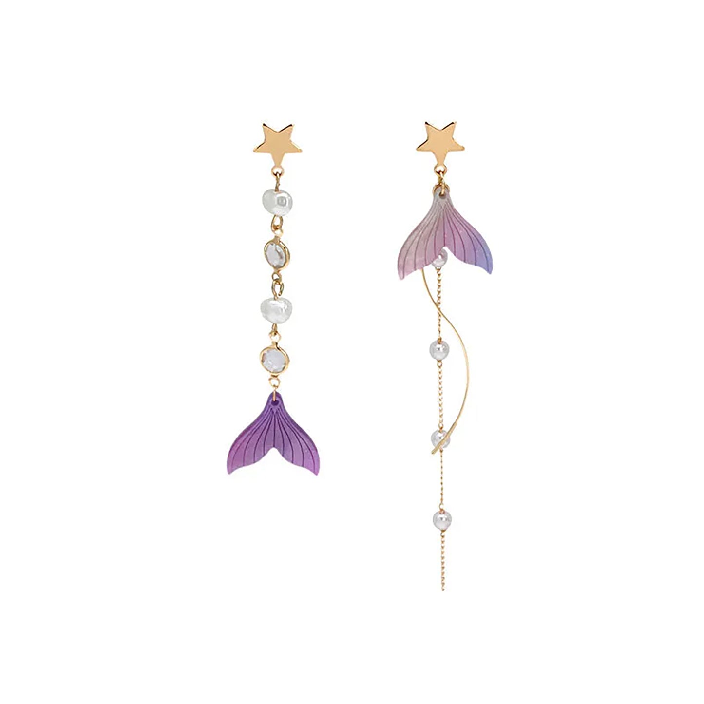 Rafayel inspired rainbow fish tail Earrings | Love and Deepspace drop Pierced clip-on ear ring