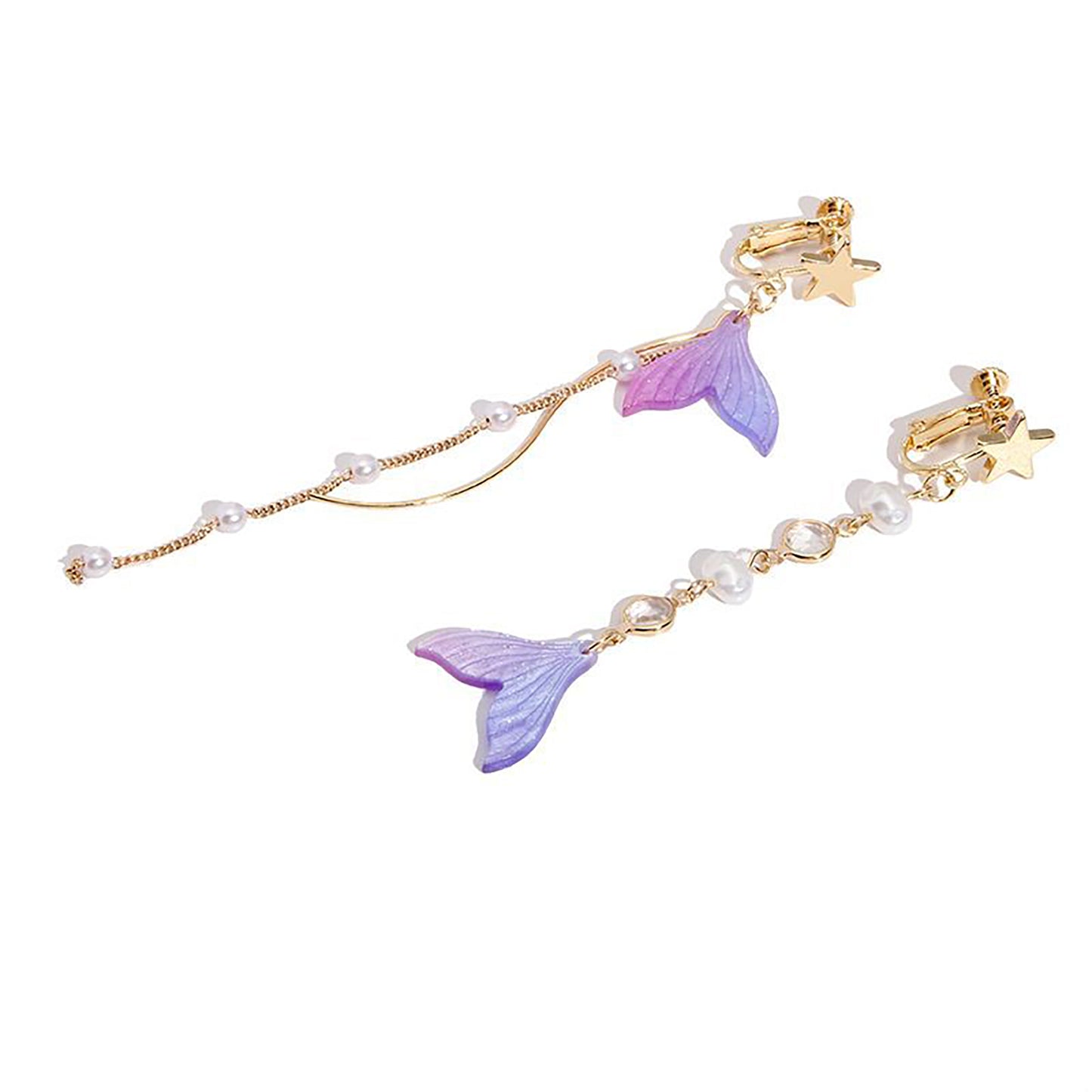 Rafayel inspired rainbow fish tail Earrings | Love and Deepspace drop Pierced clip-on ear ring