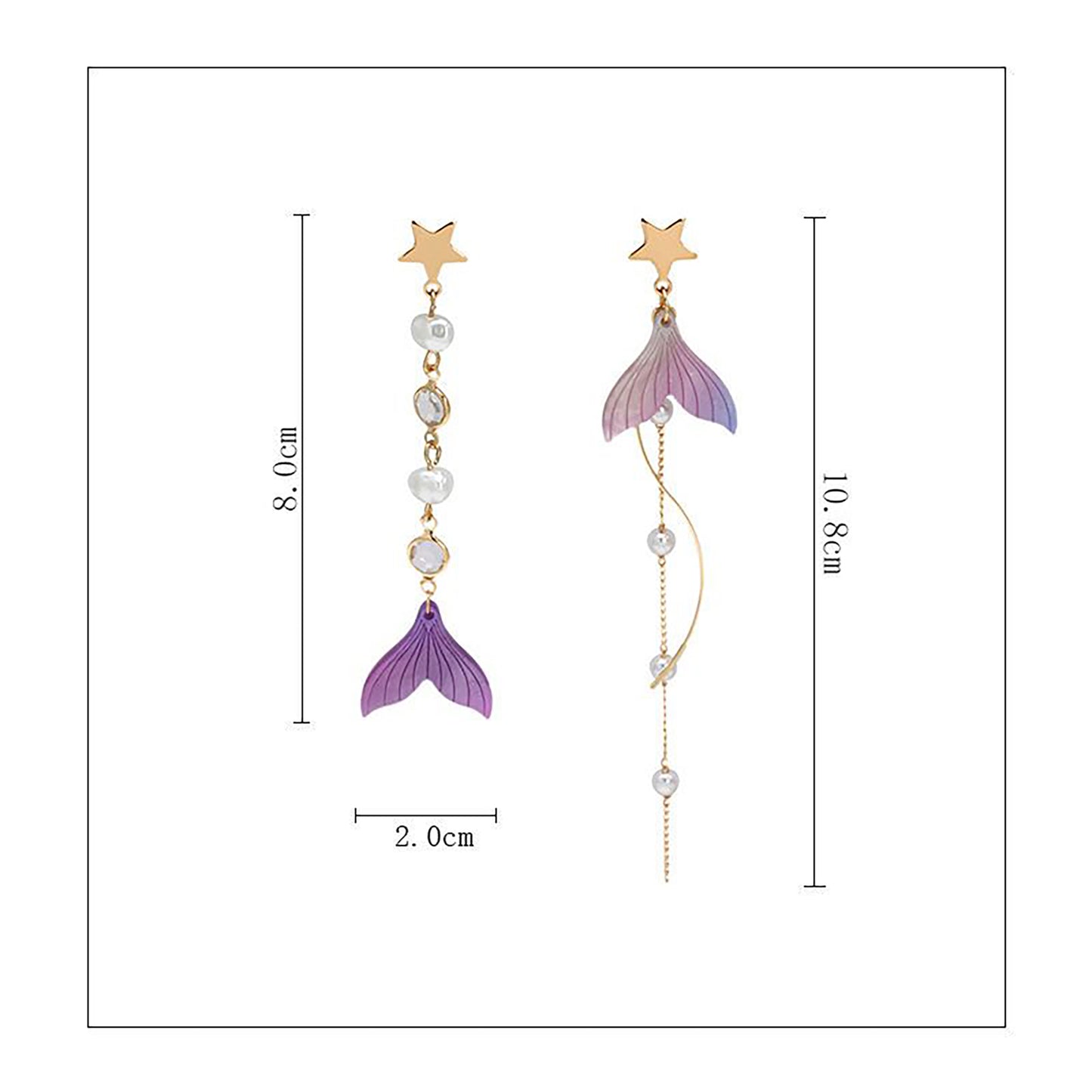 Rafayel inspired rainbow fish tail Earrings | Love and Deepspace drop Pierced clip-on ear ring