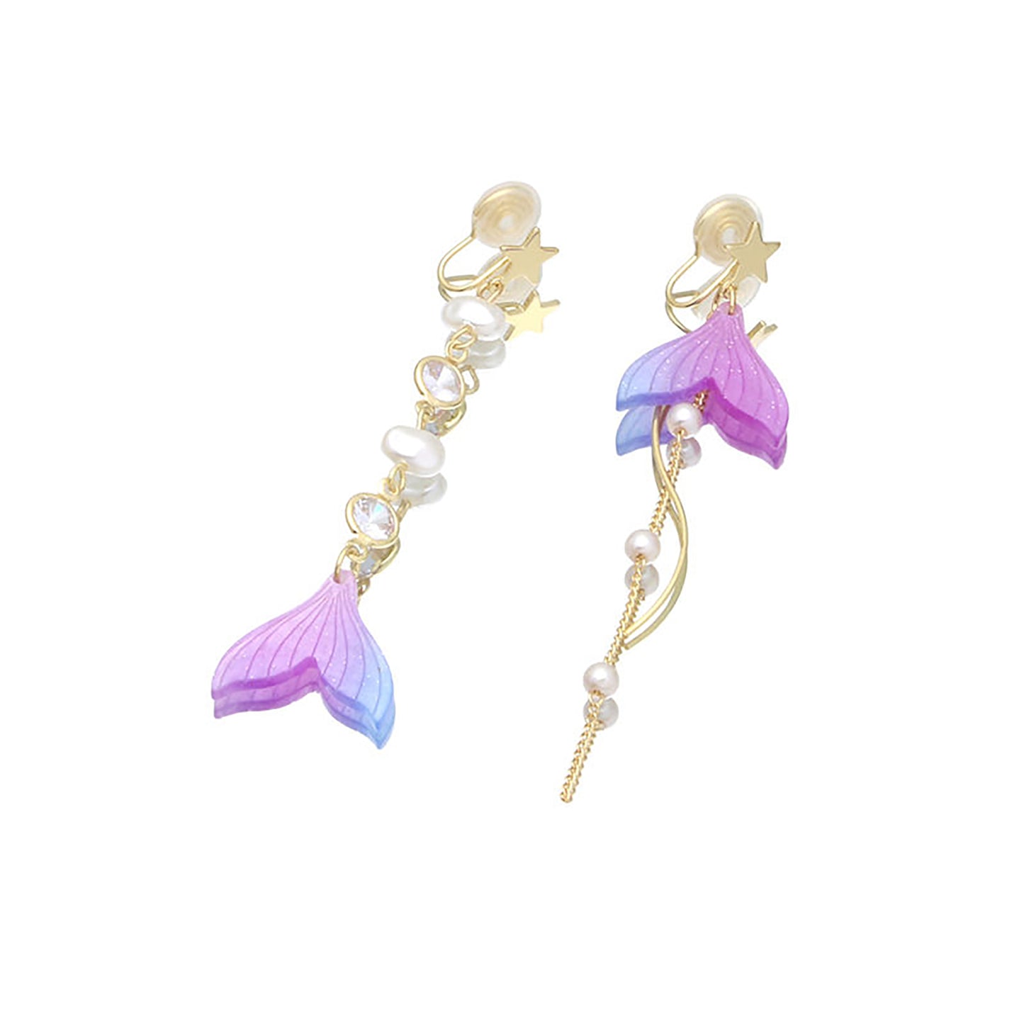 Rafayel inspired rainbow fish tail Earrings | Love and Deepspace drop Pierced clip-on ear ring