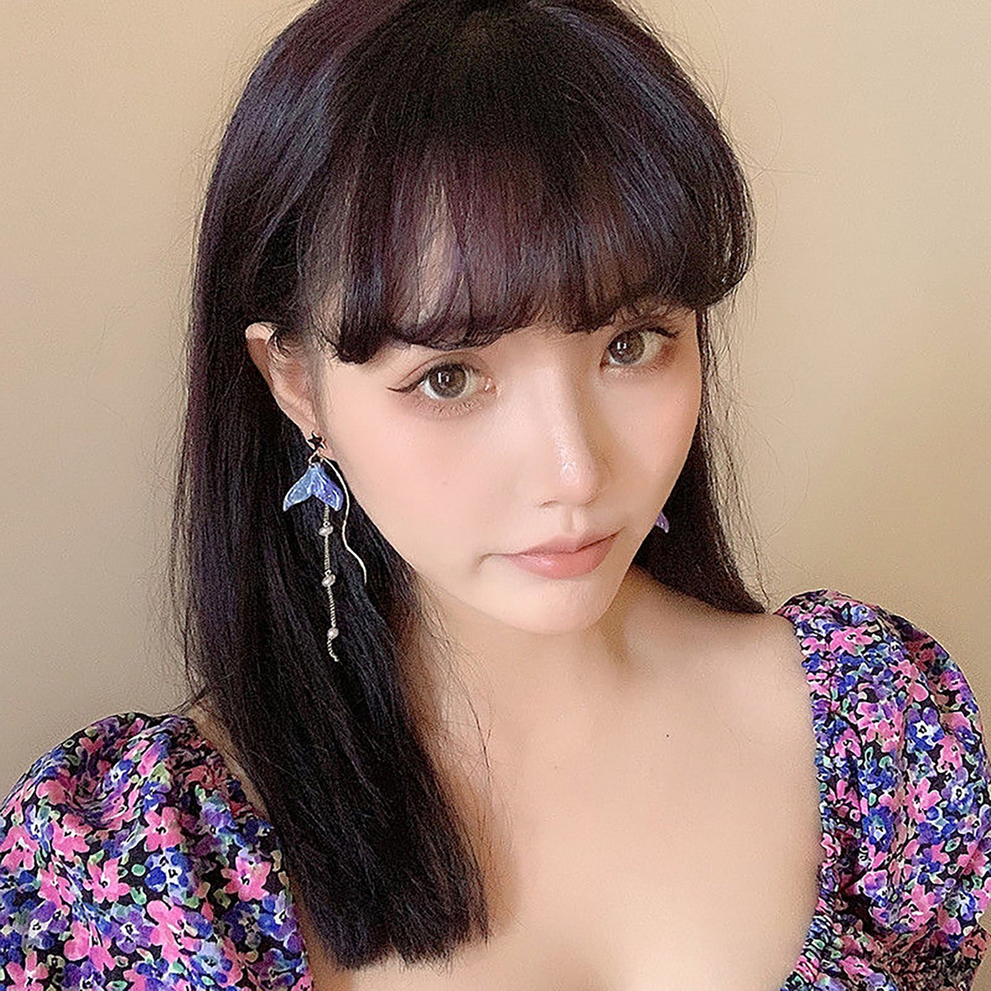 Rafayel inspired rainbow fish tail Earrings | Love and Deepspace drop Pierced clip-on ear ring