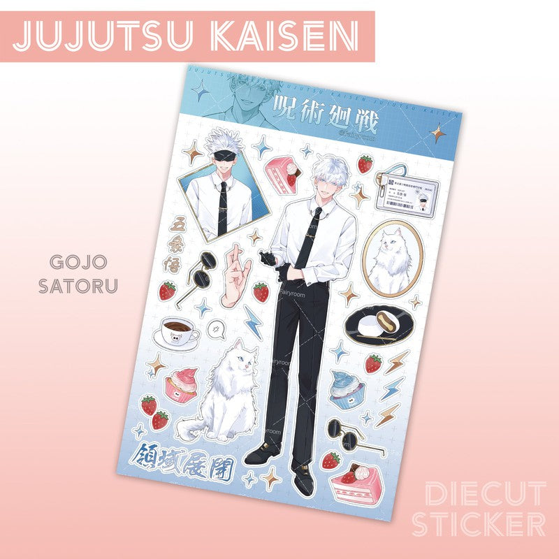 Anime Jujutsu kaisen Fanart die-cut glitter sticker | Gojo Megumi Yuuji