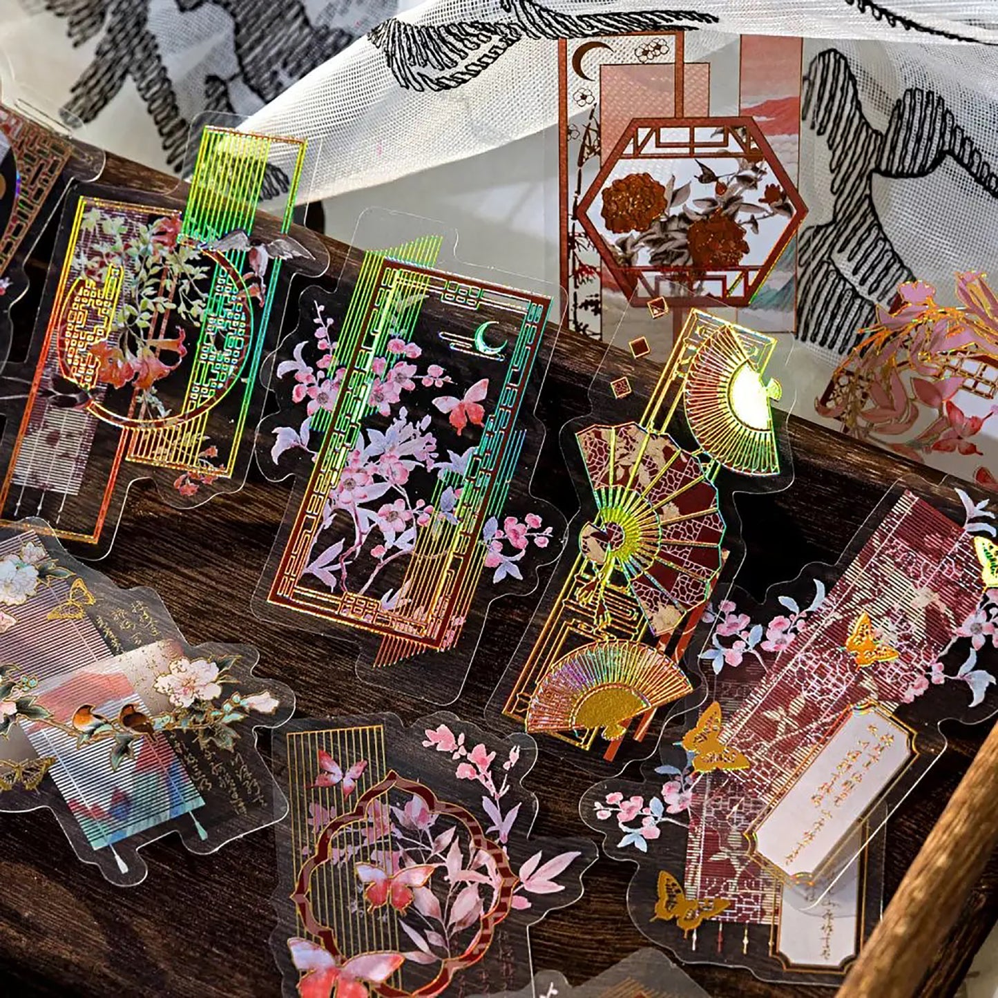 Chinese Style Stickers | Goldfoil Adhesive Deco Sticker
