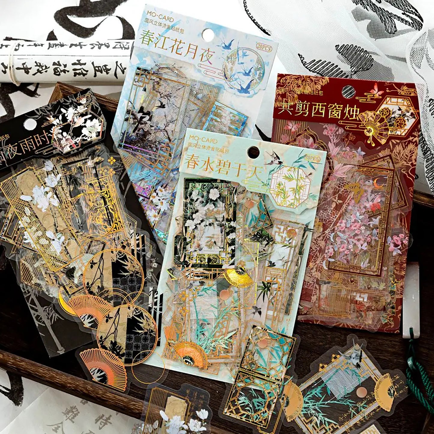 Chinese Style Stickers | Goldfoil Adhesive Deco Sticker