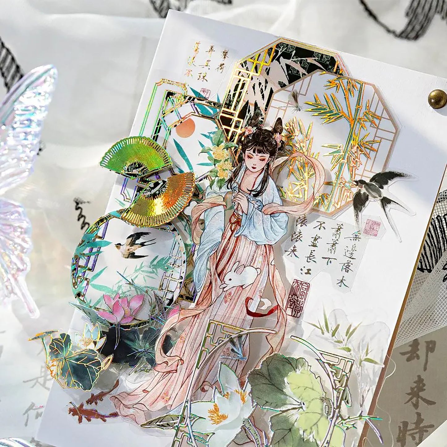 Chinese Style Stickers | Goldfoil Adhesive Deco Sticker