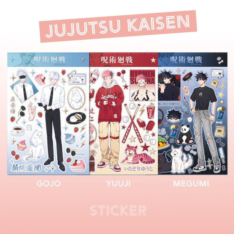 Anime Jujutsu kaisen Fanart die-cut glitter sticker | Gojo Megumi Yuuji