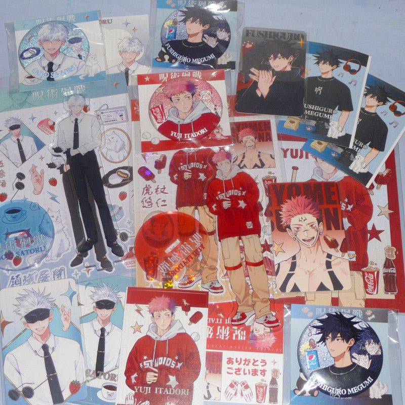 Anime Jujutsu kaisen Fanart die-cut glitter sticker | Gojo Megumi Yuuji