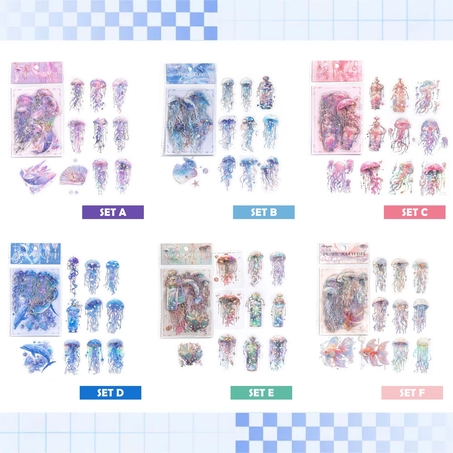 Jellyfish stickers Pack | jelly fish sea label set holographic Adhesive Deco Sticker